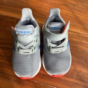 Adidas Gray and Red Sneakers with Breathable Mesh